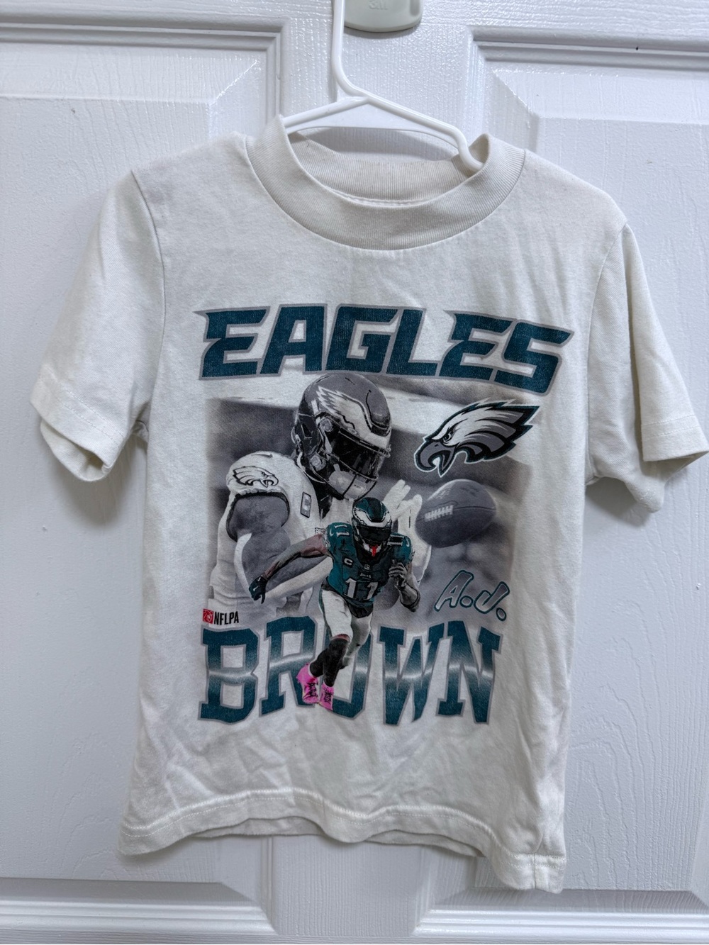 NFL Kids White Philadelphia Eagles A.J. Brown Short Sleeve Tee, Size 5/6
